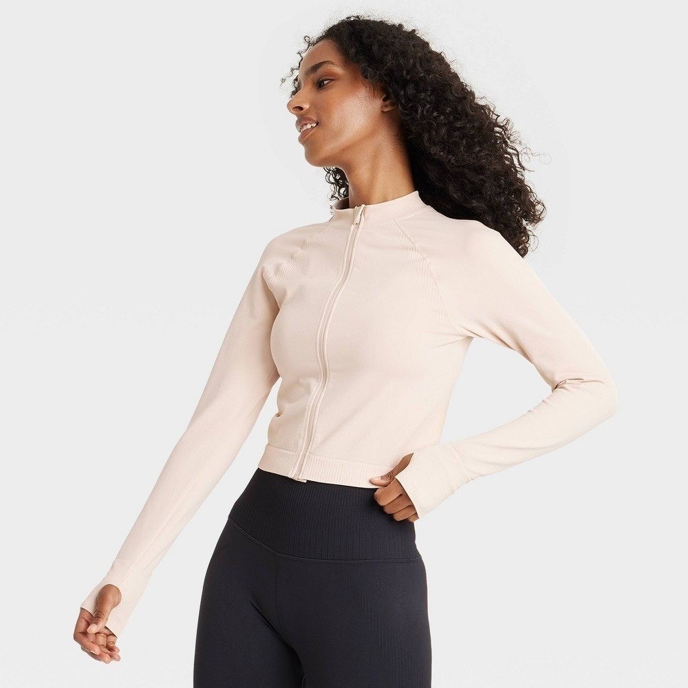 Active Long Sleeve Zip Up Jacket Athletic Top Sportswear